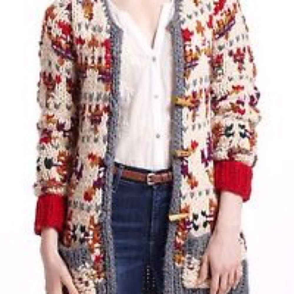 Anthropologie - Chunky Toggle Button Cardigan XL